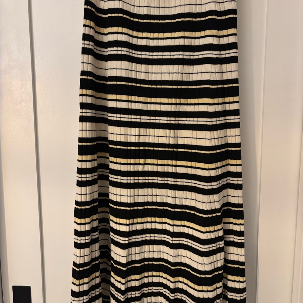 GANNI
striped ribbed-knit midi skirt